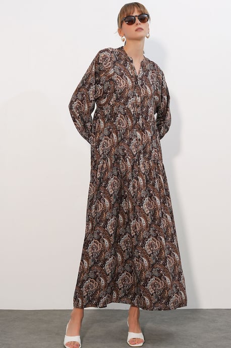 Patterned V-Neck Maxi Dress - Image 2