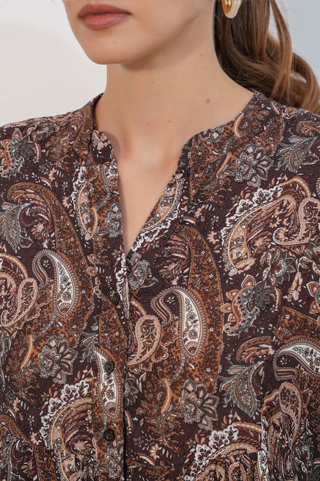 Patterned V-Neck Maxi Dress - Image 5