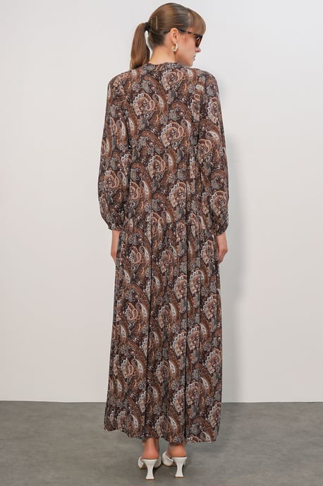 Patterned V-Neck Maxi Dress - Image 6
