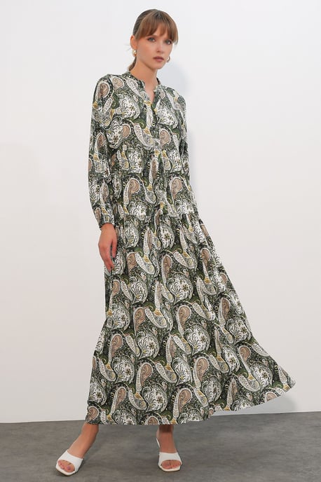 Patterned V-Neck Maxi Dress - Image 2