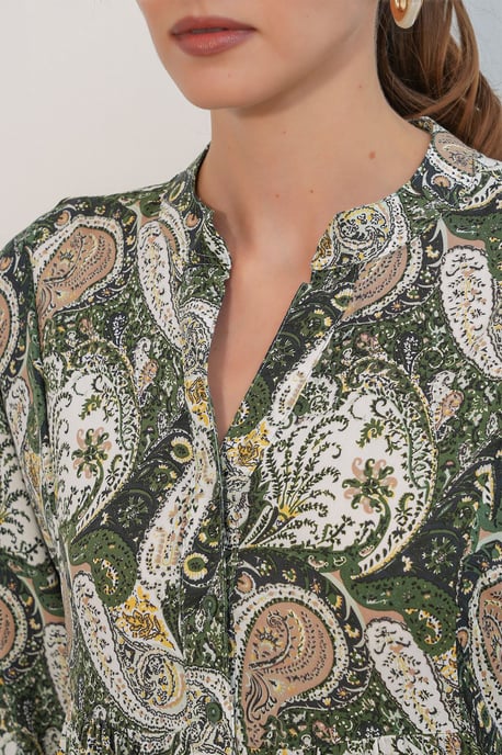 Patterned V-Neck Maxi Dress - Image 4