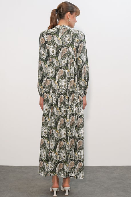 Patterned V-Neck Maxi Dress - Image 5