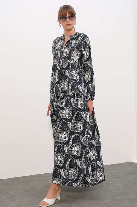 Patterned V-Neck Maxi Dress - Image 2