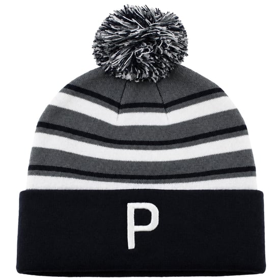 Puma WRMLBL Stripe Pom Navy/Grey Golf Beanie - Image 1