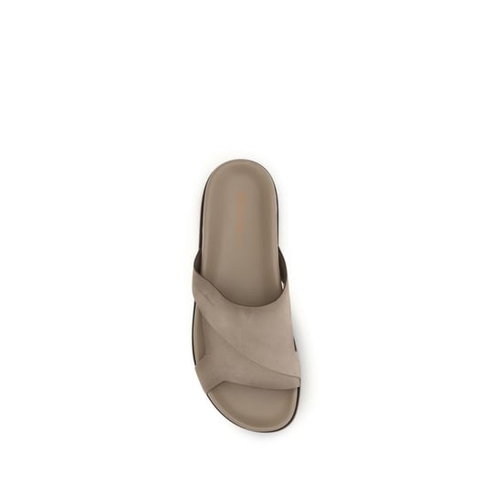 Santoni Beige Kalfsleren Bos Taurus Flat Sandalen - Image 4