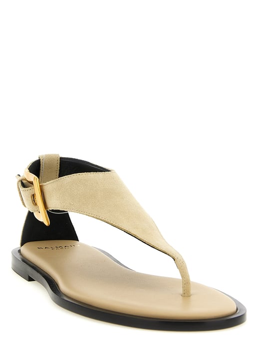 Balmain Beige Kalfskin Platte Sandalen - Image 2