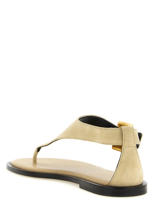 Balmain Beige Kalfskin Platte Sandalen - Image 3