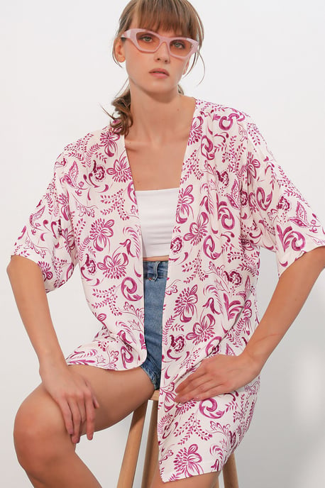 Lange Gedrukte Viscose Kimono - Image 4