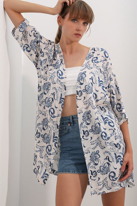Lange Gedrukte Viscose Kimono - Image 3