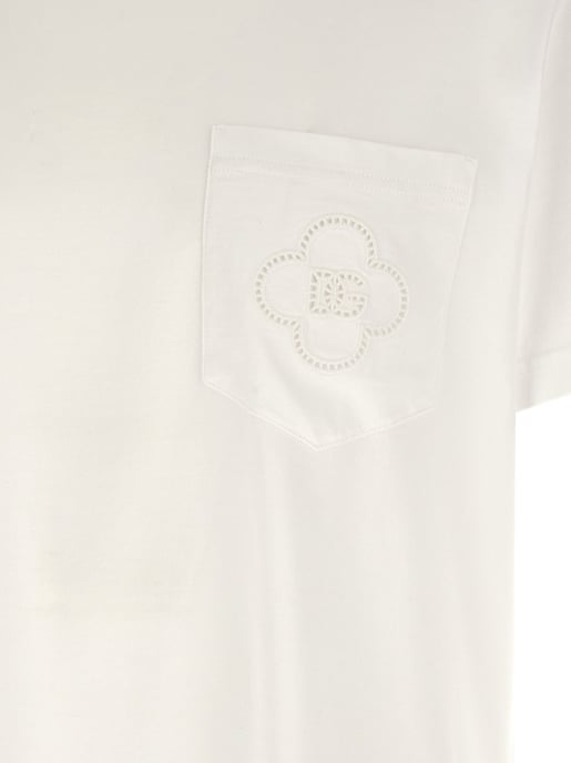Dolce & Gabbana Vit T-shirt i Bomull - Image 4