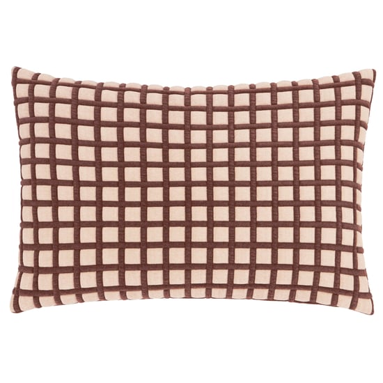 Furn Softie Grid Quilted Cushion Cover, Chocolate/Sand - Image 1