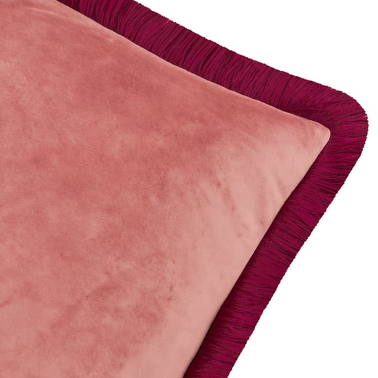 Furn Halo Fringed Velvet Cushion Cover, Slipper/Burgundy - Image 2
