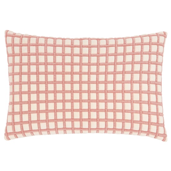 Furn Softie Grid Quilted Polyester Filled Cushion, Pink - Image 1