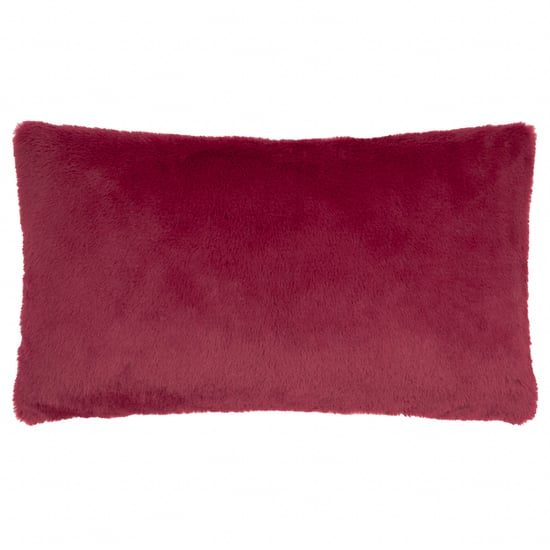 Furn Merry Christmas Faux Fur Stripe Feather Filled Cushion, Burgundy/Pink - Image 2