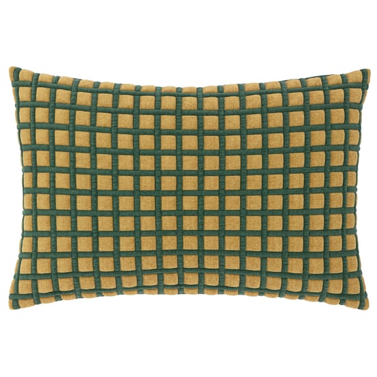 Furn Softie Grid Quilted Cushion Cover, Green - Image 1