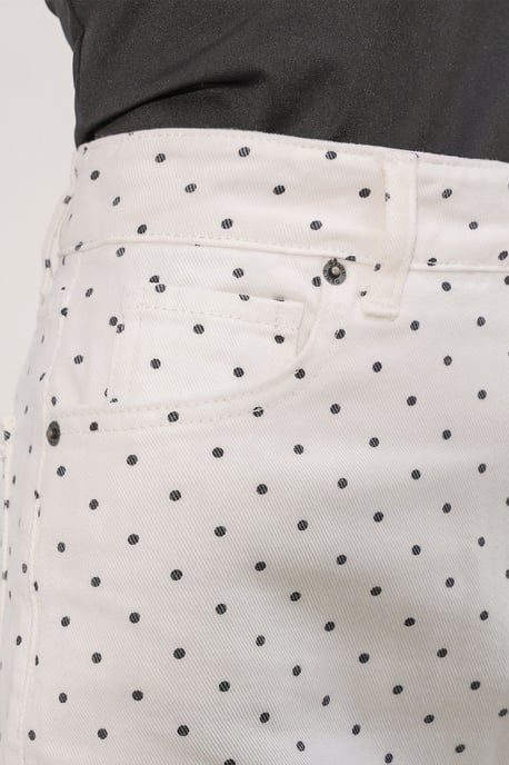 Hoge Taille Polkadot Denim Mini Rok - Image 6