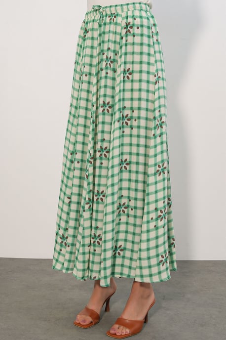 High-Waist Plaid Maxi Skirt - Image 4