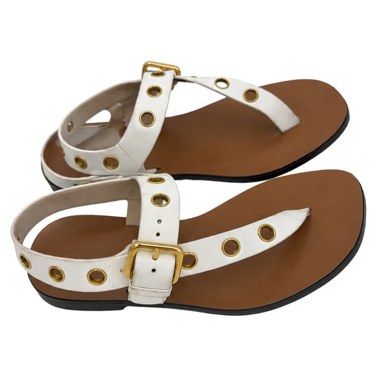 Celine Ögonhål T-rem Platta Sandaler i Vit Läder - Image 5