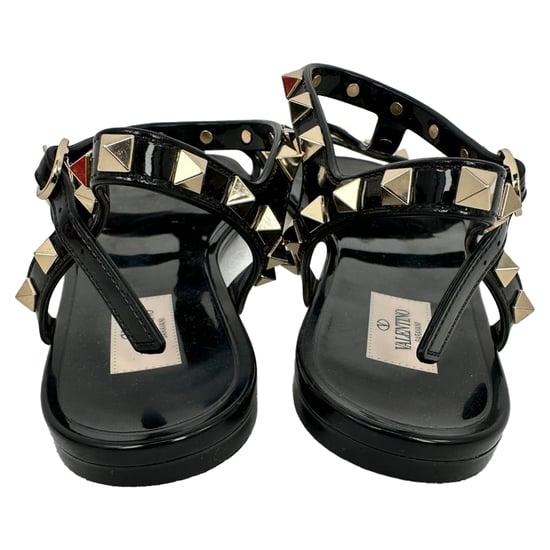 Valentino Garavani Rockstud Platte Sandalen in Zwarte Rubber - Image 6