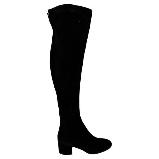 Gianvito Rossi Block-Heel Knee-High Boots in Black Suede - Image 1