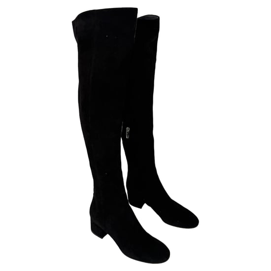 Gianvito Rossi Block-Heel Knee-High Boots in Black Suede - Image 2