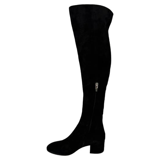 Gianvito Rossi Block-Heel Knee-High Boots in Black Suede - Image 3
