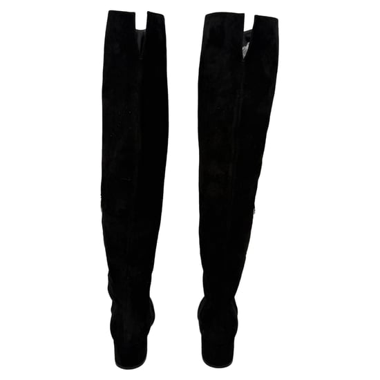 Gianvito Rossi Block-Heel Knee-High Boots in Black Suede - Image 4