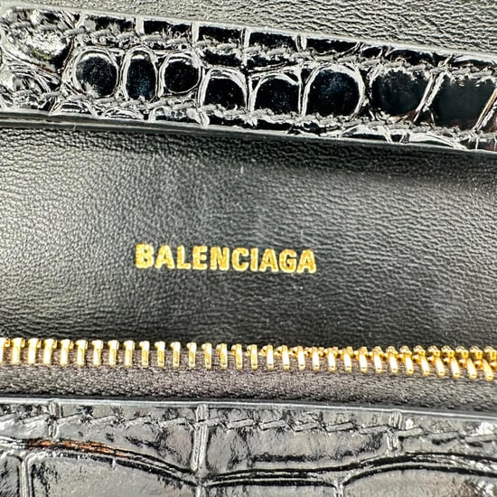 Balenciaga Croc Embossed Hourglass Wallet on Chain in Black Leather - Image 6