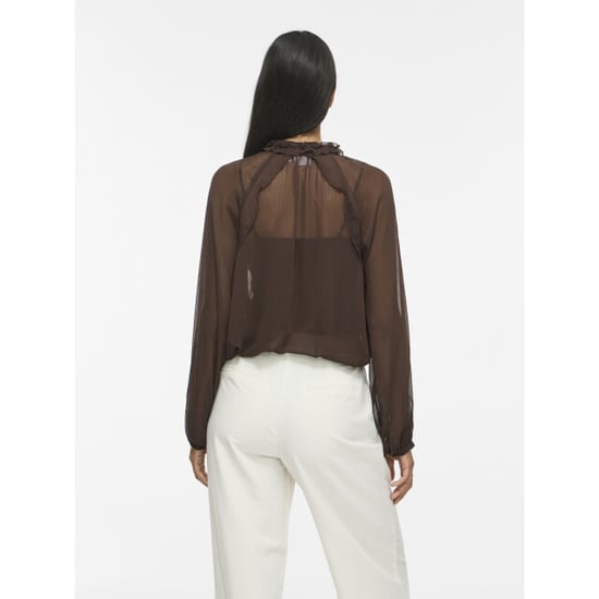 Vila vitiro v-neck l/s flounce top/bfs 14116881 coffee bean - Image 3