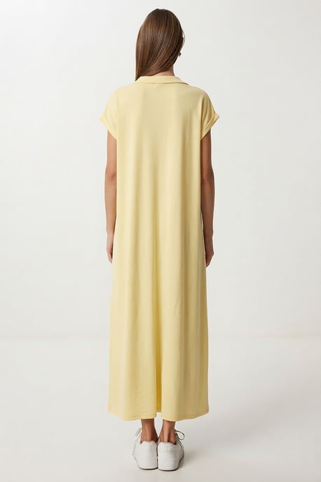 Polo Collar Pull-On Midi Dress with Pocket - Image 5