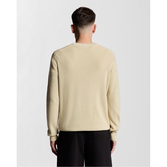 Men's Lyle And Scott Ribbed Crew Neck Raglan Sleeve Sweater in Grey Taupe - Image 3