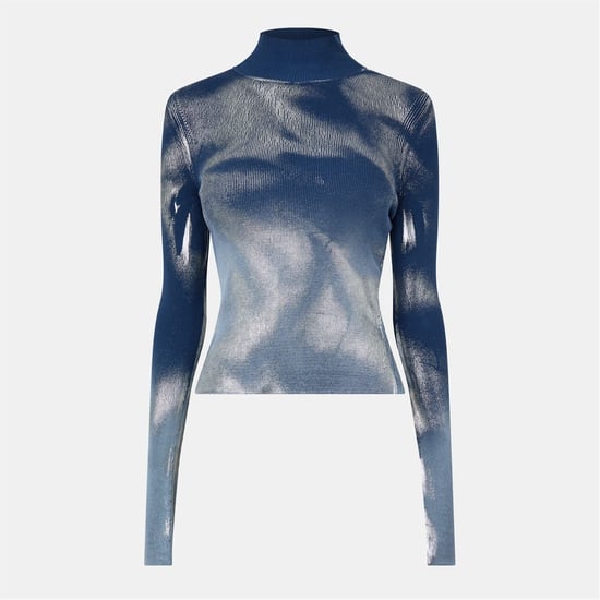 Women's Diesel Turtleneck Slim Fit Long Sleeve Sweater in Faded Denim - Image 1