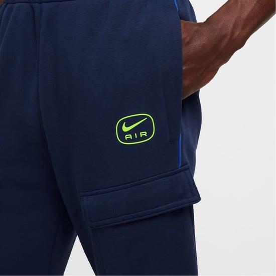Men's Nike NSW SW AIR CARGO PANT FLC BB in Navy/Volt - Image 4