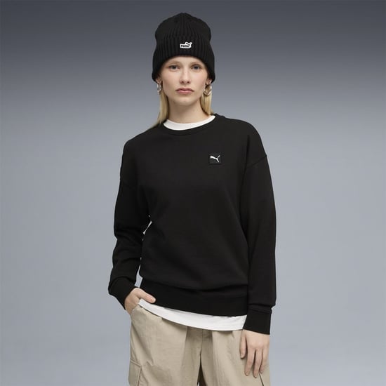 Women's Puma Elevated Comfort Crew Sweatshirt in Puma Black - Image 3