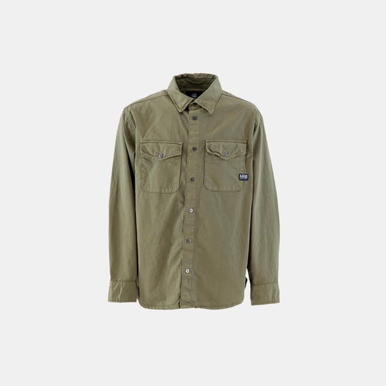 Boys G Star Marine Solid Patterned Shirt Collared Overshirt in Ensis Green - Image 1