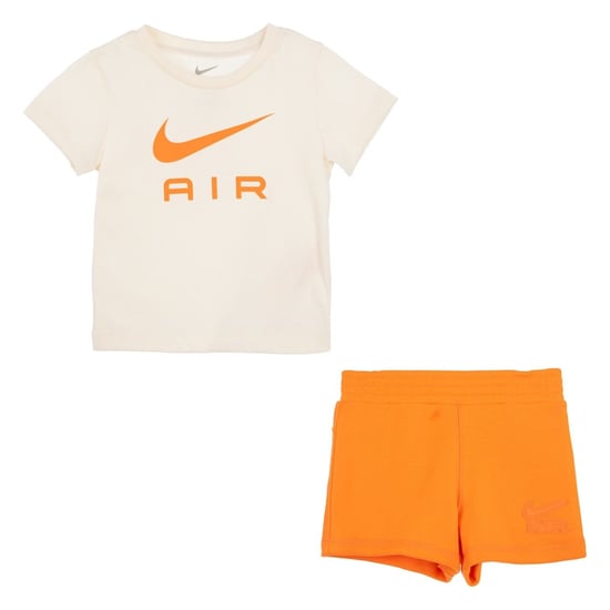 Boys Nike Air Large Genie Crew Neck T-Shirt and Short Set in Bright Mandarin - Image 1