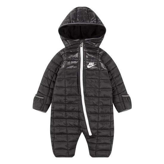 Boys Nike Hooded Neck Plaid Patterned Long Sleeve Snowsuit in Black - Image 1