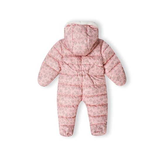 Girls Minoti Hooded Neck Floral Patterned Long Sleeve Snowsuit in Light Pink - Image 2