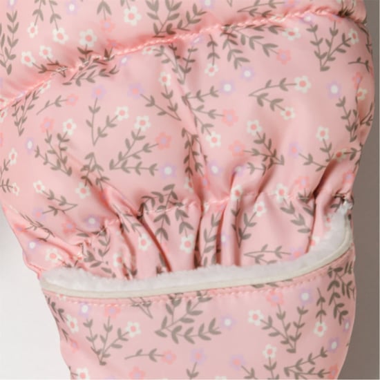 Girls Minoti Hooded Neck Floral Patterned Long Sleeve Snowsuit in Light Pink - Image 5
