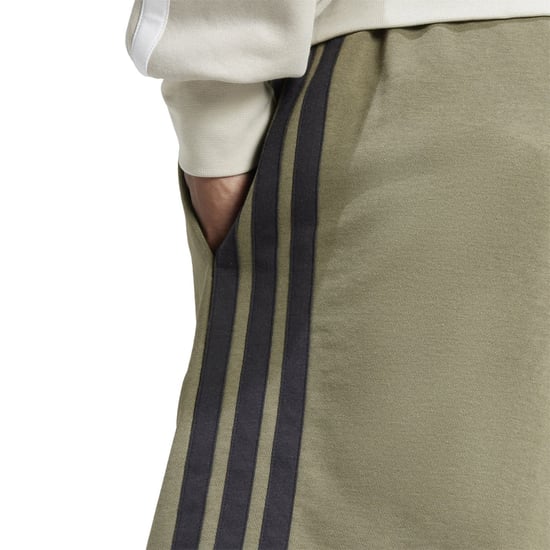 Men's adidas Essentials 3 Stripe Fleece Shorts in Olive Strata - Image 6
