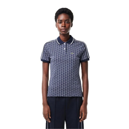 Women's Lacoste Jacquard Slim Fit Polo Shirt in Methylene/Flour - Image 1