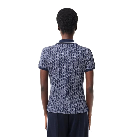 Women's Lacoste Jacquard Slim Fit Polo Shirt in Methylene/Flour - Image 2