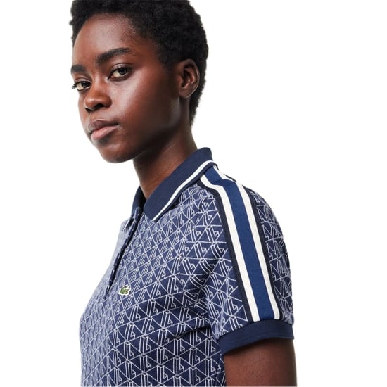 Women's Lacoste Jacquard Slim Fit Polo Shirt in Methylene/Flour - Image 3