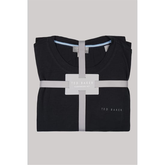 Men's Ted Baker Solid Patterned Short Sleeve Pyjama Set in Black - Image 4