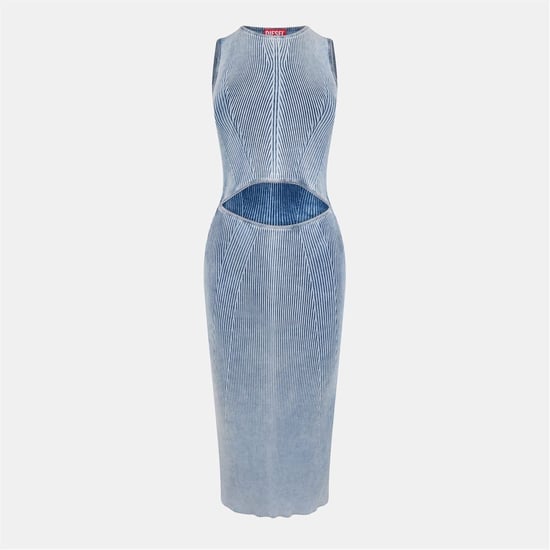 Women's Diesel M Taryn Crew Neck Midi Bodycon Dress in Faded Denim - Image 1