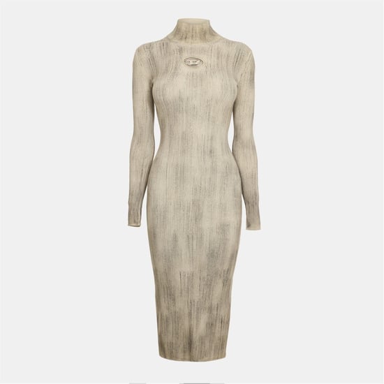 Women's Diesel Zary C High Neck Long Sleeve Maxi Dress in Brushed Nickel - Image 1