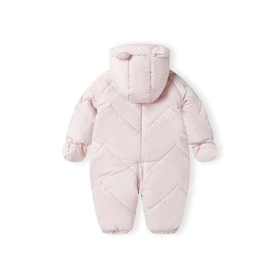 Girls Minoti Hooded Neck Long Sleeve Solid Patterned Snowsuit in Light Pink - Image 2