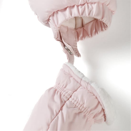 Girls Minoti Hooded Neck Long Sleeve Solid Patterned Snowsuit in Light Pink - Image 5