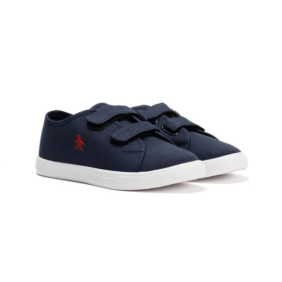 Penguin Junior Sparton Hook and loop Navy/Red Trainers - Image 1