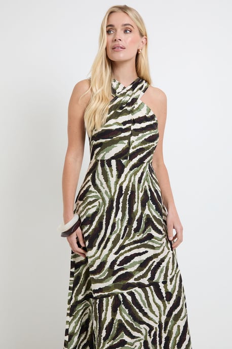 Petite Abstract Twist Neck Maxi Dress - Image 2